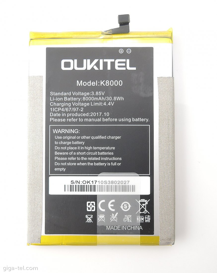 Oukitel K8000 battery