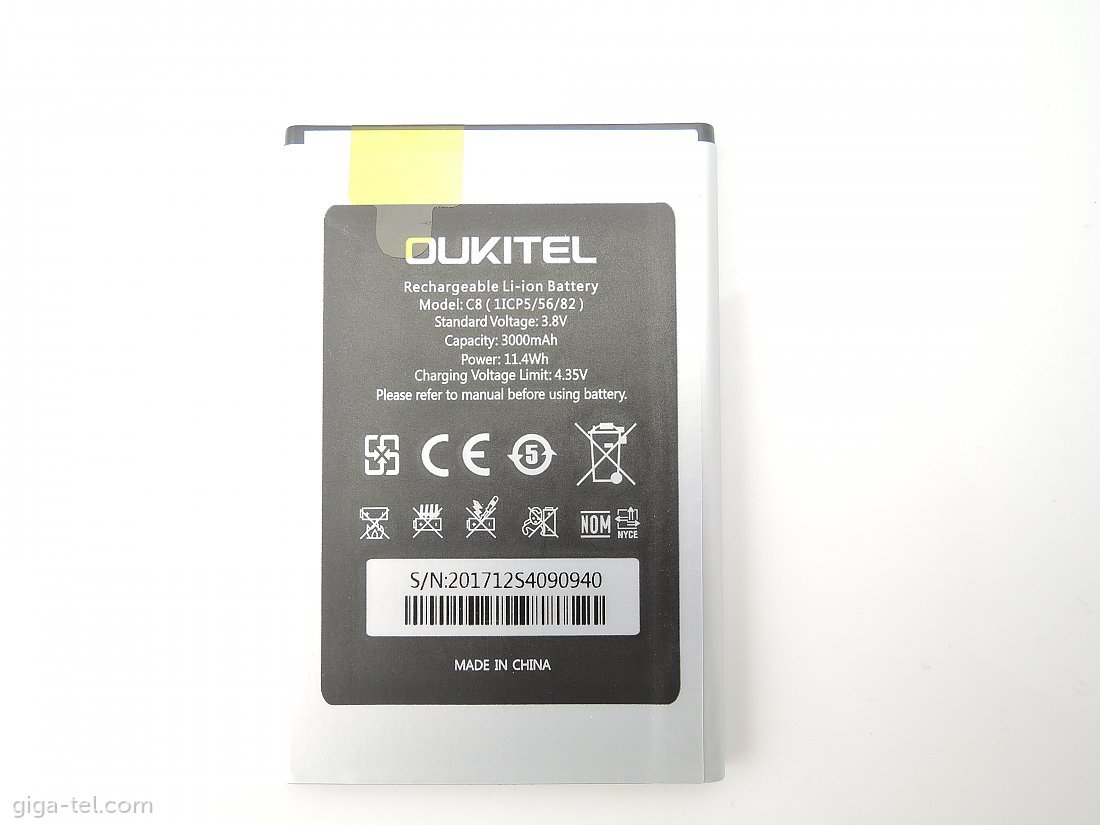 Oukitel C8 battery