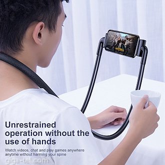 1. With flexible design, it can be hung on your neck and waist, and can be put on the desktop, it also supports selfie and has other functions
2. The angle rotation can be adjusted freely to meet different visual needs according to different use functions
3. The scaffold rod is made of a thick alloy bent pipe material, and if you adjust the camber / angle / height with any bend, the long-term stable support will be still maintained
4. High quality EV foam at the neck of the bracket, non-slip, breathable, flexible, comfortable and stress-free
5. Suitable for most of mobile devices between 4-10 inches 