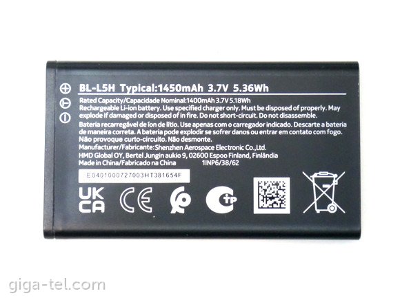 Nokia BL-L5H battery - original cell + OEM label