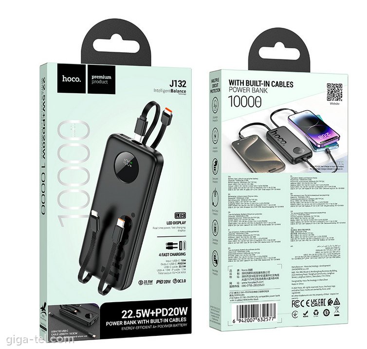 Hoco J132 power bank 10000mAh black