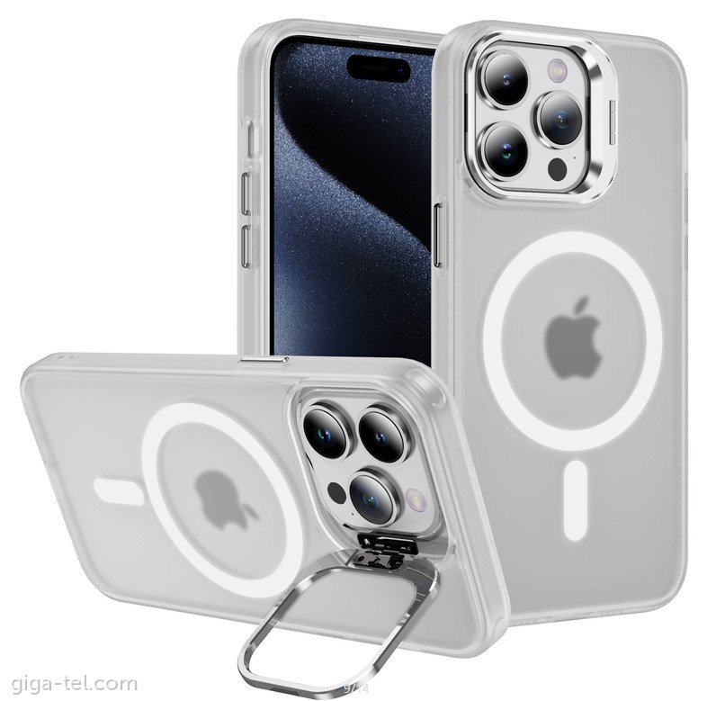 iPhone 16 magnetic TPU case with camera holder white