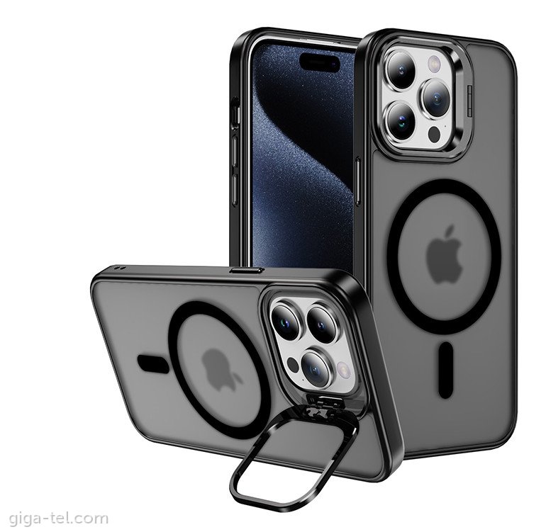 iPhone 16 magnetic TPU case with camera holder black