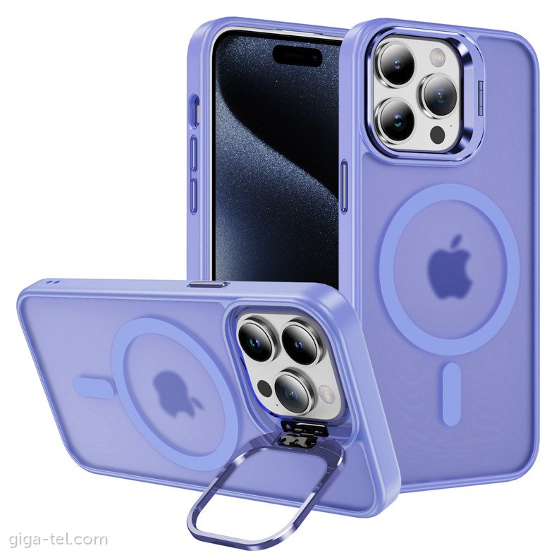 iPhone 16 magnetic TPU case with camera holder light purple