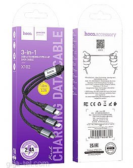 Hoco X102 data cable 3in1 black