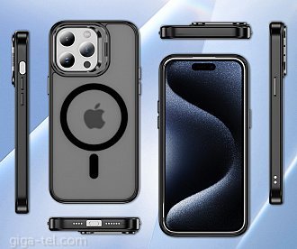 iPhone 16 magnetic TPU case with camera holder black