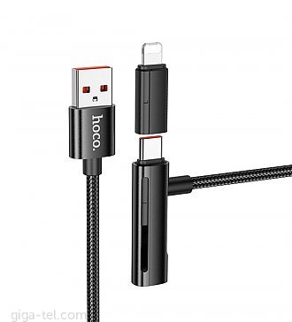 Hoco U135 data cable 2in1 black USB-A / USB-C or Lightning 